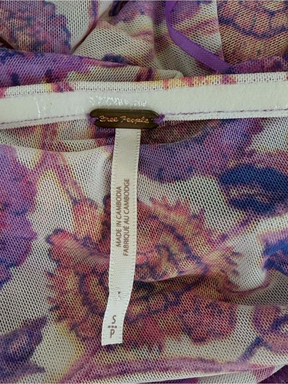 Free People Taylor Floral Mesh Asymmetrical Tube Top S - Picture 7 of 7